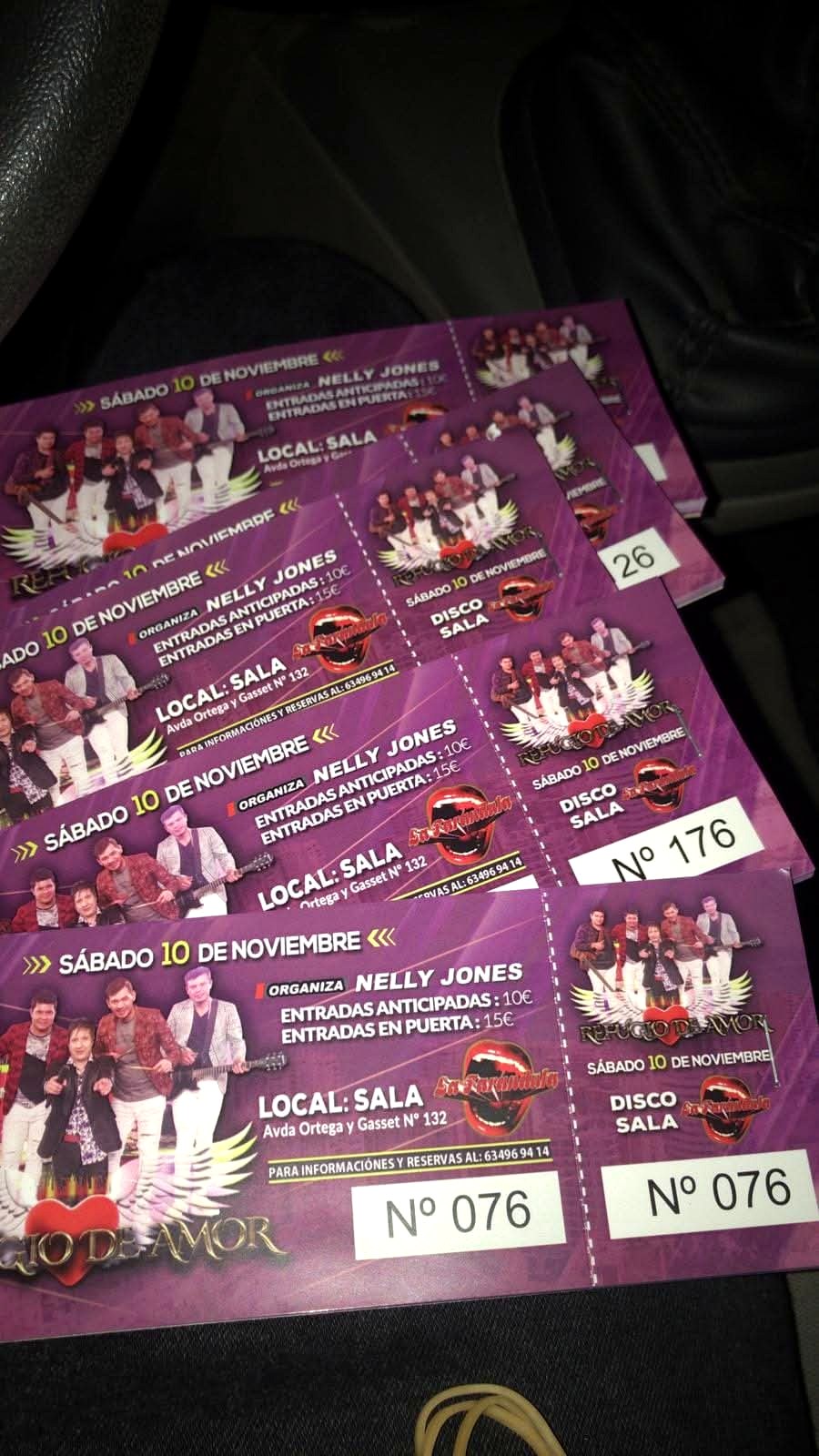 Entradas numeradas vendidas para el evento